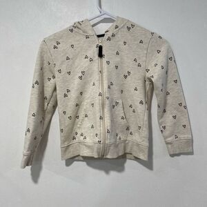 Cat & Jack Girls Beige Heart Print Sherpa-Lined Zip Hoodie Size M (8)
